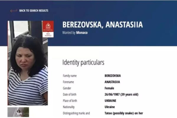 Interpol emite alerta contra Anastasiia Berezovska por atentado